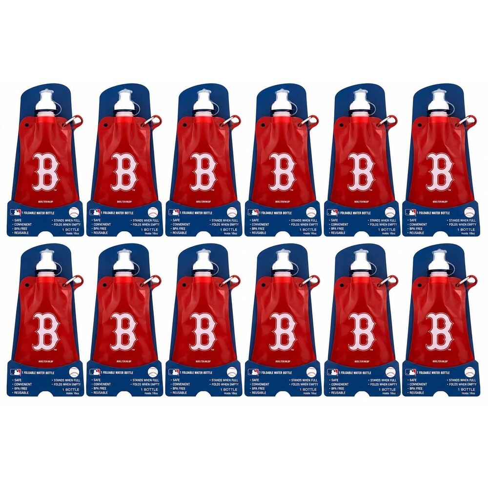 Set of 12 MLB Boston Red Sox Foldable Water Bottles 16oz Tailgate Game Day Fan